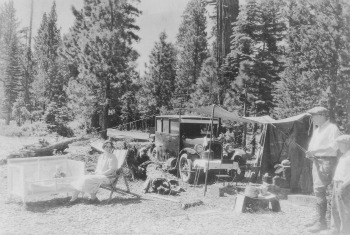 Camping along the Tioga Road in the 1920's. DHH Collection