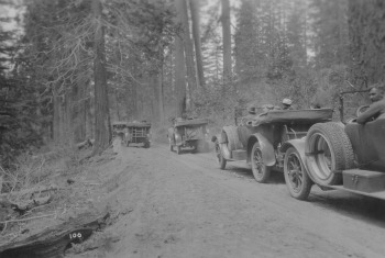 Bumper to bumper on Yosemite's Tioga road in the 1930's