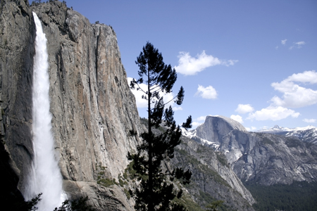 Yosemite Falls and Half Dome. Yosemite National Park