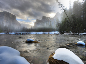 Snowy Yosemite from Valley View. AllPosters.com