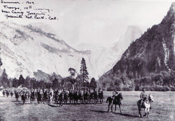 The 14th Cavalry on parade at Camp Yosemite in 1909