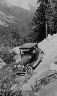 Model T on the switchbacks into Yosemite