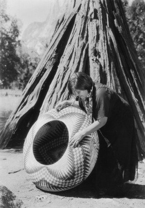 Beautiful Yosemite Indian Basket weaving