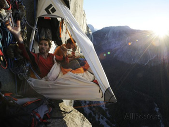 Climbers settle in to their Portaledge. Jimmy Chin AllPosters.com