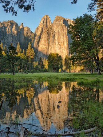 Sun bathed Cathedral rock in the early spring. AllPosters.com