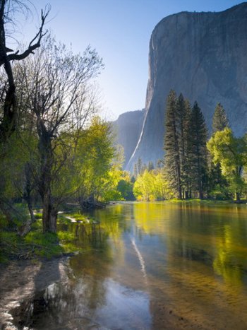 A later afternoon sun warms El Capitan in the spring. AllPosters.com